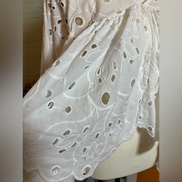 ASOS DESIGN White Eyelet Babydoll Trapeze Top Blouse Crop Womens Size 2 Festival - Picture 3 of 7